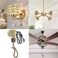 Ceiling Fan Light Switch Zing Ear ZE-109 Two-Wire Light Switch with Pull Cords for Ceiling Light Fans Lamps 2Pcs Bronze