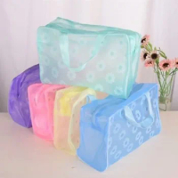 Translucent Handbag Organizer Makeup Travel Cosmetic Bag Waterproof PVC Toiletry Kits Bathroom Storage Wash Bag Daisy Handbag