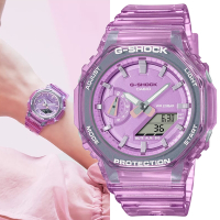 CASIO卡西歐 G-SHOCK WOMEN 八角形雙顯錶-GMA-S2100SK-4A 粉紅 半透明