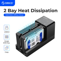 ORICO 2 Bay HDD Docking Station with Offline Clone SATA to USB 3.0 Hard Drive Docking Station for 2.5/3.5 inch Hard Drive Case