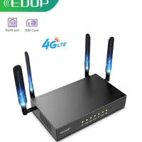 EDUP 4G LTE Router 2.4GHz Wireless Router 300Mbps WiFi Router High Gain Antenna Router Rj45 and SIM Card Slot for Industry Grade