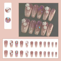 Gel Coffin Nails Full Cover Luxury Custom Semicured Gel Nail Sticker Real Nail Polish Strips Ballerina Nails Full Coverage