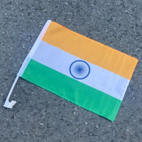Aerlxemrbrae NEW 30x45cm Ind India Indian car flag 12x18inch window r standard-bearer waving flags