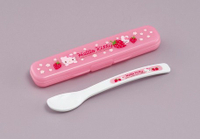 Hello Kitty 粉紅 草莓 嬰幼兒 湯匙 附盒子 餐具 日本製 正版 授權 J00012452