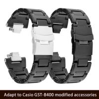 Modified Strap For Casio G-SHOCK Steel Heart GST-B400 GST-B400AD Watchband Accessories Plastic Steel Replacement Bracelet Black