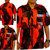 Kemeja Pemuda Pancasila Loreng Tangan Pendek Katun Baju Distro Pria Surfing Kaos Hem Cowok Santai Ke