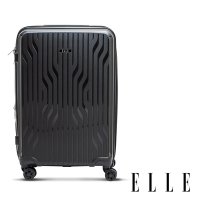 【ELLE】法式浮雕系列 24吋 特級極輕耐刮PP材質行李箱 (經典黑) EL3128124-02