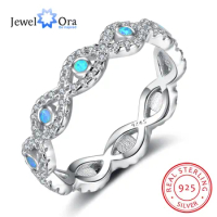 Infinity Love Soild 925 Sterling Silver Ring Blue Opal Stone Elegant Wedding Jewelry Gifts For Women (JewelOra RI102886)
