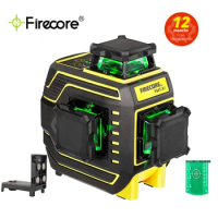 FIRECORE F94T-XG Laser Level 12 Lines 3D 360 Cross-Line nivel laser with Magnetic Base,1.6M/1.5M tripod,Receiver