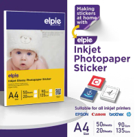 [ELPIE PAPER] 50's A4 Inkjet Photo Paper Sticker 90Gsm & 135Gsm | Inkjet Paper Sticker Stationery