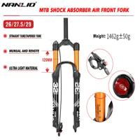 NanLio MTB Bike Fork Magnesium Alloy Air Fork 26/27.5/29 Inch Air Supension Rebound Adjustment Straight/Tapered RL/LO Bike Fork