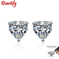 Love Promise Real White Gold 10K Earrings Heart Cut 1-2CT Moissanite Earrings Stud for Women Sparkling Wedding Earrings Jewelry
