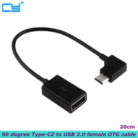 0.2m 90 Degree USB-C Type-C to USB 2.0 Female OTG Cable, Suitable for Mobile Phones, Tablets and Laptops Type-C Mobile Phones