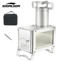 Soomloom Wood Burning Stove Stainless Steel Compact Portable Solo Tent Cooking Firewood Stove Mini Outdoor Camping Heater