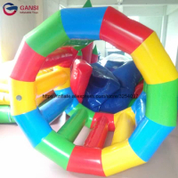 Water Park Games Rental Inflatable Water Treadmill,Commercial Grade Inflatable Hamster Roller Wheel With Free Air Pump