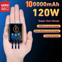 Miniso 120W Fast Charging Power Bank 100000mAh Power Bank Built-in Cable External Battery for iPhone Huawei Xiaomi