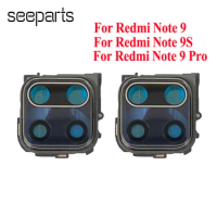 New For Xiaomi Redmi Note 9 Pro Camera Lens Glass With Frame Replacement Camera Lens Glass For Redmi Note 9s Rear Camera Lens