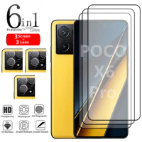 6-in-1 For Poco X6 Pro Glass For Xiaomi Poco X6 Pro Tempered Glass Full Cover 9H HD Screen Protector Poco X6 X5 Pro Lens Glass