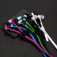 300pcs/lot zipper earphone with 3.5mm round head and microphone Control Talk Metal Earphones for cell phone vs hbs 700 730 740