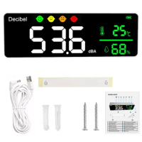 DM1306D Digital Decibel Sound Level Meter Smart Wall Mounted Noise Detector 30-130DB Temperature Monitor Thermometers Hygrometer