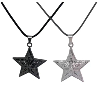 Kalung Model Punk Bintang Tali Hitam Liontin untuk Pria dan Wanita