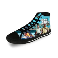 GTA 5 Game Grand Theft Auto Casual Funny Cloth 3D Print High Top Canvas Fashion Shoes Men Women Lightweight Breathable Sneakers