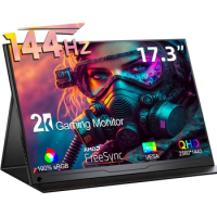 UPERFECT 17.3 Inch 2K 144Hz Portable Gaming Monitor 2560x1440 HDR FreeSync IPS Display for PC Mac Phone Game Console Steam Deck