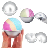 2PCS Round Aluminium Alloy Bath Bomb Molds DIY Tool Bath Bomb Salt Ball Homemade Crafting Gifts Semicircle Sphere Mold