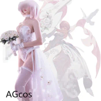 AGCOS FGO Mash Kyrielight Doujin Wedding Dress Cosplay Costume Woman Lovely Jumpsuits Sexy Cosplay