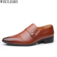 Monk Strap Formal Shoes Men Loafers Men Dress Shoes Leather Wedding Dress Oxford Slip on Shoes for Men Office 2024 Zapatillas