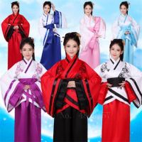 Ancient Chinese Costume Woman Traditional Hanfu Folk Dance Performance Dress Retro New Year Oriental Print Clothing Set