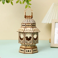 3D Mordern Puzzle Lantern LG862 Teka-teki Jigsaw Puzzle Mekanikal Kayu LED Vintaj Berputar DIY Rotat