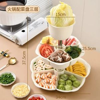 內地直送 - 創意火鍋盤可旋轉多層家用零食乾果拼盤蔬菜籃分格瀝水裝塑膠菜籃