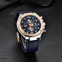 BENYAR Brand Luxury Men Watch Leather Quartz Clock Fashion Chronograph Wristwatch Male Sport Military Relogio Masculino BENYAR