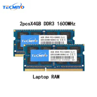 TECMIYO 2X4GB DDR3 1600MHz SODIMM Laptop Memory RAM DDR3 1.5V PC3-12800S Non-ECC - Blue