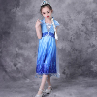 Frozen Disguise Elsa Deluxe Snow Queen Short sleeve Dress Costume for Kids