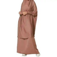 Women's Outwear Two Piece Set Kebaya Long Robe Solid Dress Robe Abaya Femme Robe Femme Musulmane