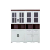 【南亞塑鋼】鄉村歐風5.3尺格子窗線板造型書櫃/展示櫃/收納置物櫃組合(胡桃色+白色)