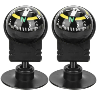 {INTO OU}   2 Pcs Durable Suction Cup Moun Car Compass Ball Adjustable Black Navigation Guide Ball D
