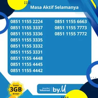 NOMOR CANTIK TELKOMSEL By.U Seri 1155 TRIPLE Rapih Bonus Kuota 3GB Aktif Selamanya - 5G Ready 0851 1