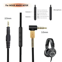 3.5mm to 2.5mm Earphone Cable for Audio Technica M40X/M50X/M60X/M70X Headset Cord Wear resistant Headset Nylon Braided Cord