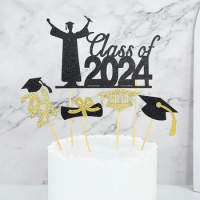 2024 Graduation Cake Decoration Graduation Cap Cupcake Topper Happy Graduation Party Decor Congratulations Grad Supplies