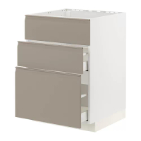 METOD/MAXIMERA 水槽底櫃附3面板/2抽屜, 白色/upplöv 消光/深米色, 60x60x80 公分