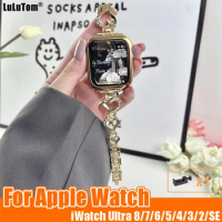 Metal Band Diamond Link For Apple Watch 8 Ultra 49mm 7 41 45mm For iWatch Series 6 SE 5 4 3 40 44mm 38 42mm Love Bracelet Correa