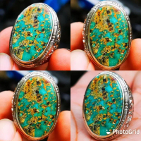 ￼Batu Cincin Natural Batu Akik Pirus Persia Urat Emas Kuno Jaminan Asli 100% Semua Lab