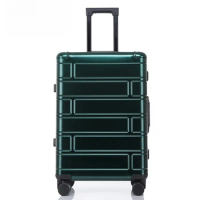 100% Aluminum-magnesium alloy Travel Suitcase Rolling Luggage 24"28"Password Trolley Luggage Carry-On Cabin Suitcase