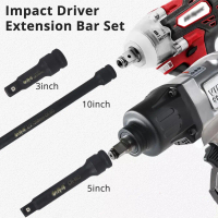 3/5/10 Inch Square Drive Impact Socket Extension Bar Impact Socket Power Drill Adaptor Extention Bar