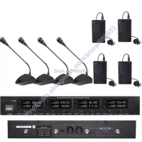 MICWL Audio Classic Digital Wireless Meeting Conference Microphone Mic System - with 4 Desktop Gooseneck 4 Clip-On Lavalier Mic