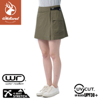 【Wildland 荒野 女 N66彈性抗UV防潑功能一片裙《鼠尾草綠》】0B11361/休閒運動短褲/短裙