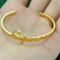 Custom Name Bracelets Bangle for Baby Gold Color Cuff Bangle Stainless Steel Bangle Personalized Bracelet Children Birth Jewelry